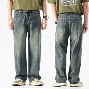 Vintage Wide Leg Denim Jeans - Men's Baggy Retro Streetwear