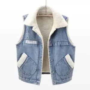 Faux Lambswool Warm Jean Vest for Women