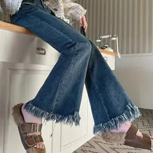 High Waist Straight Ankle-Length Jeans - Vintage Stretch Denim for Women