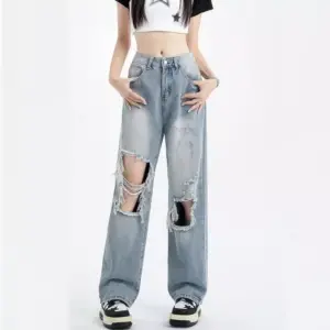 High-Waisted Wide Leg Denim - Vintage Y2k Baggy Streetwear Jeans