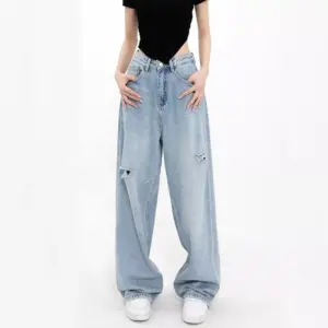 High-Waisted Vintage Loose Denim Wide-Leg Jeans - Y2K Fashion Baggy Trousers