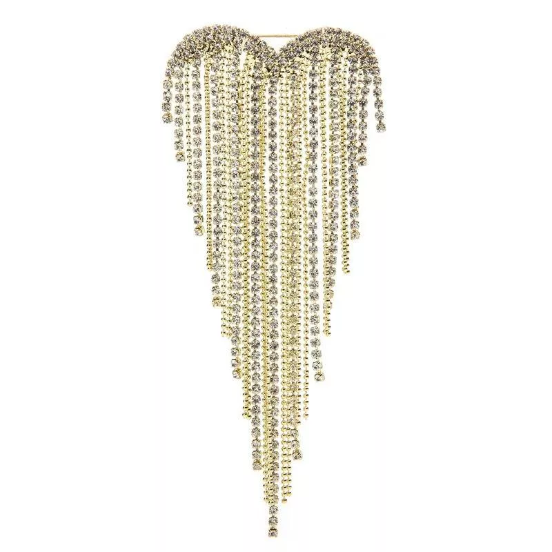 Wuli&baby Heart Tassels Brooches For Women 2021 2-color Rhinestone Weddings Party Office Brooch Pins Gifts