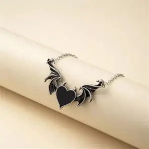 Gothic Love Wing Heart Pendant Necklace