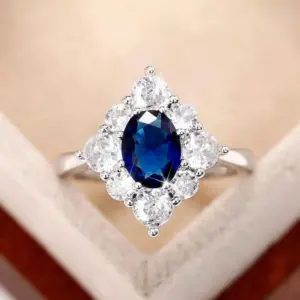 Elegant Blue Cubic Zirconia Luxury Ring for Women