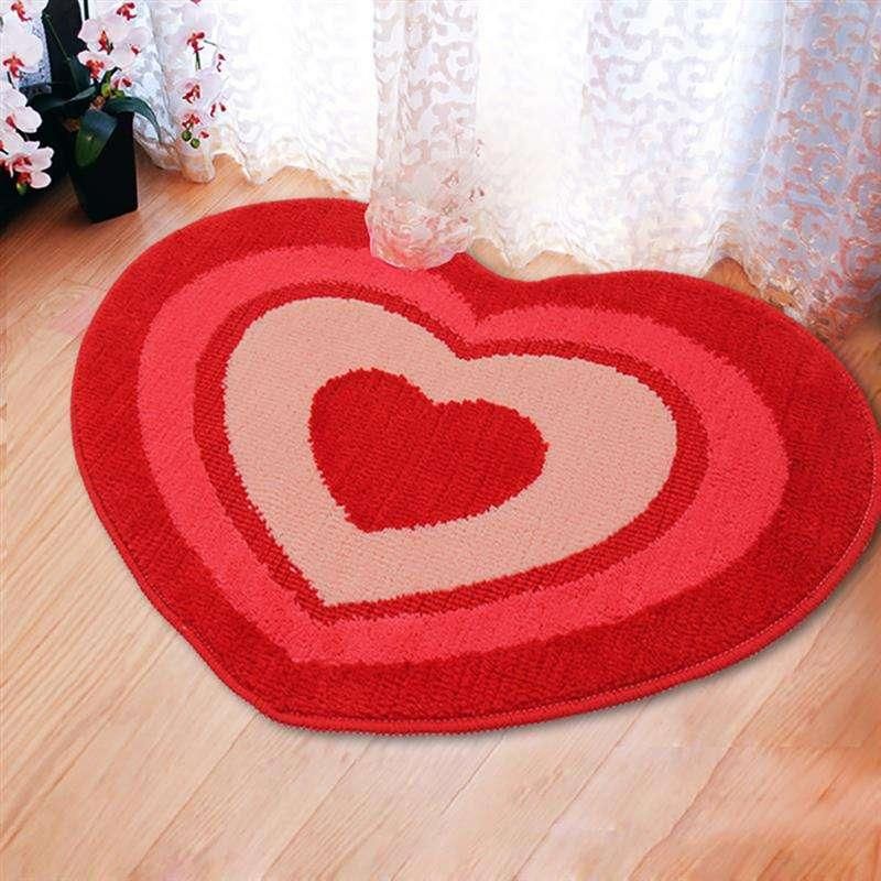 Creative Love Heart Shape Floor Carpet Home Hotel Decoration Red Heart Shape Door Mat Wedding Carpet