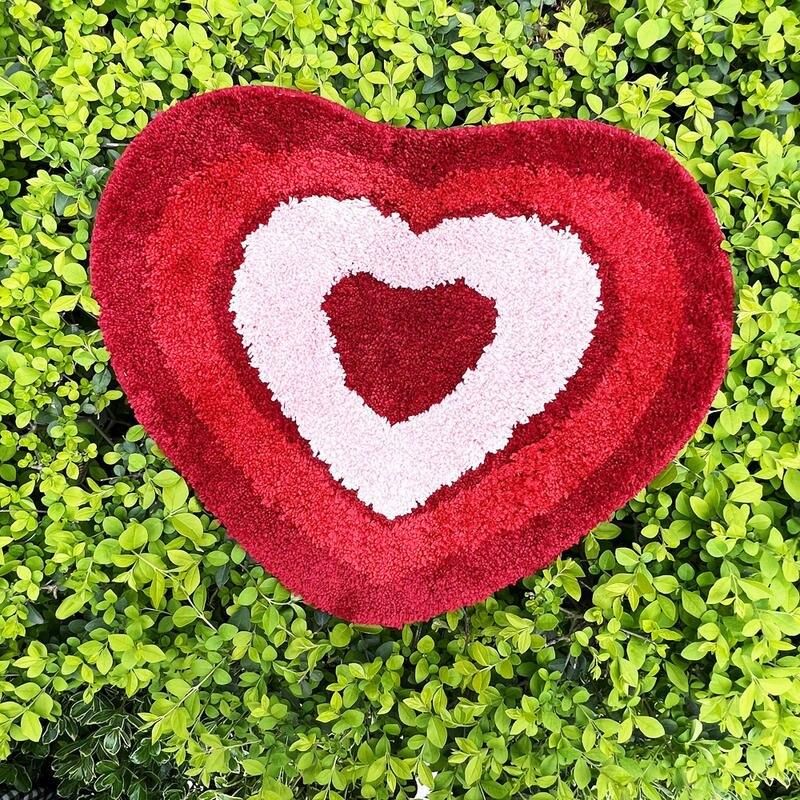 Creative Love Heart Shape Floor Carpet Home Hotel Decoration Red Heart Shape Door Mat Wedding Carpet