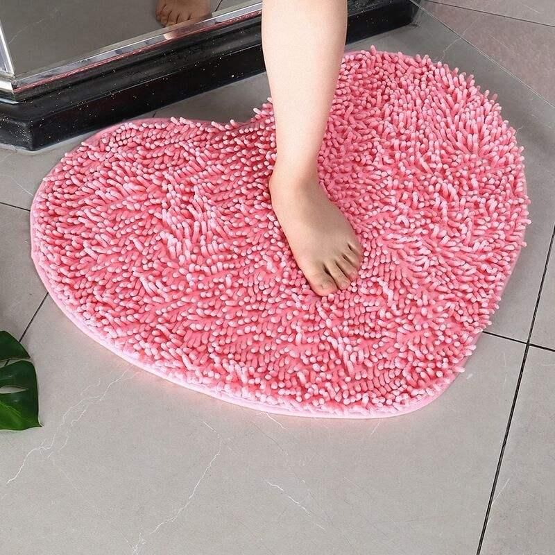 Girls Bedroom Bedside Floor Mat Cute Romantic Heart Shape Decoration Carpet Bathroom Absorbent Non-slip Mat Home Soft Foot Pad