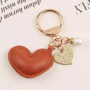 Trendy Heart-Shaped PU Leather Keychain