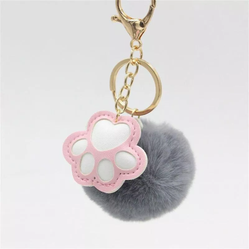 Cute Cat Paw Keychain: Cartoon Animal Pendant Charm for Bags & Car Accessories