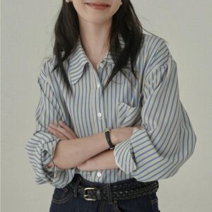 Elegant Striped Long Sleeve Blouse for Women