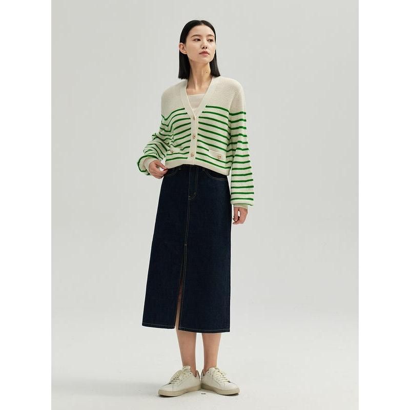 0600~Striped Blend Wool Cardigan main image 0