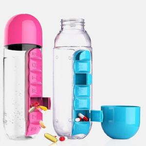 2 in 1 600ml Medicine Box Water Bottle Organizer
