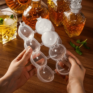 4 Hole Ice Cube Maker Round Ice Ball Mold for Whiskey & Cocktails