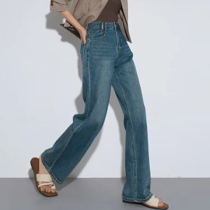 High Waisted Casual Straight Wide Leg Jeans