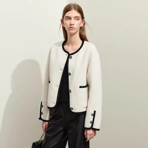 Trendy Crewneck Women Woolen Coat